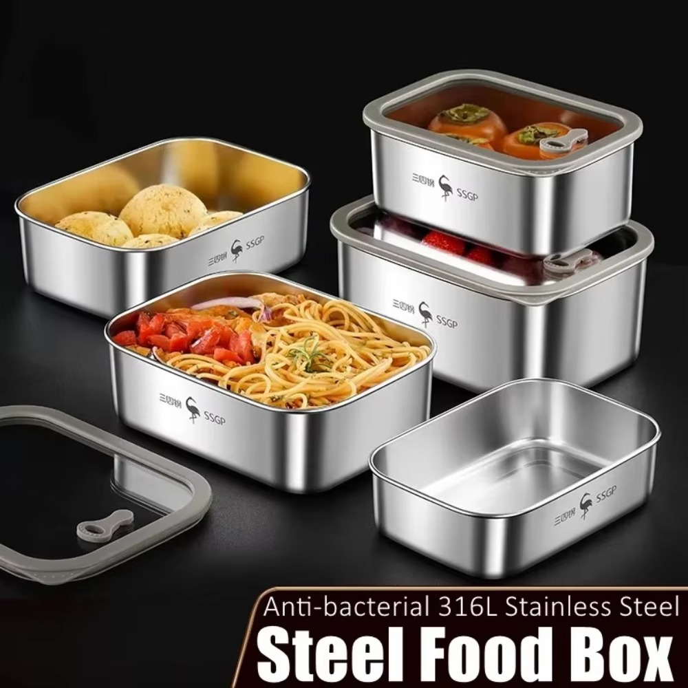 Stainless Bento Box - 1L Anti-bacterial Fridge Food Box 316L