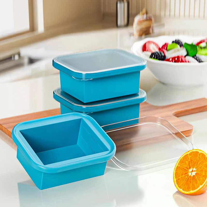 Meal Prep Easy - Silicone Freezing Tray With Plastic Lid