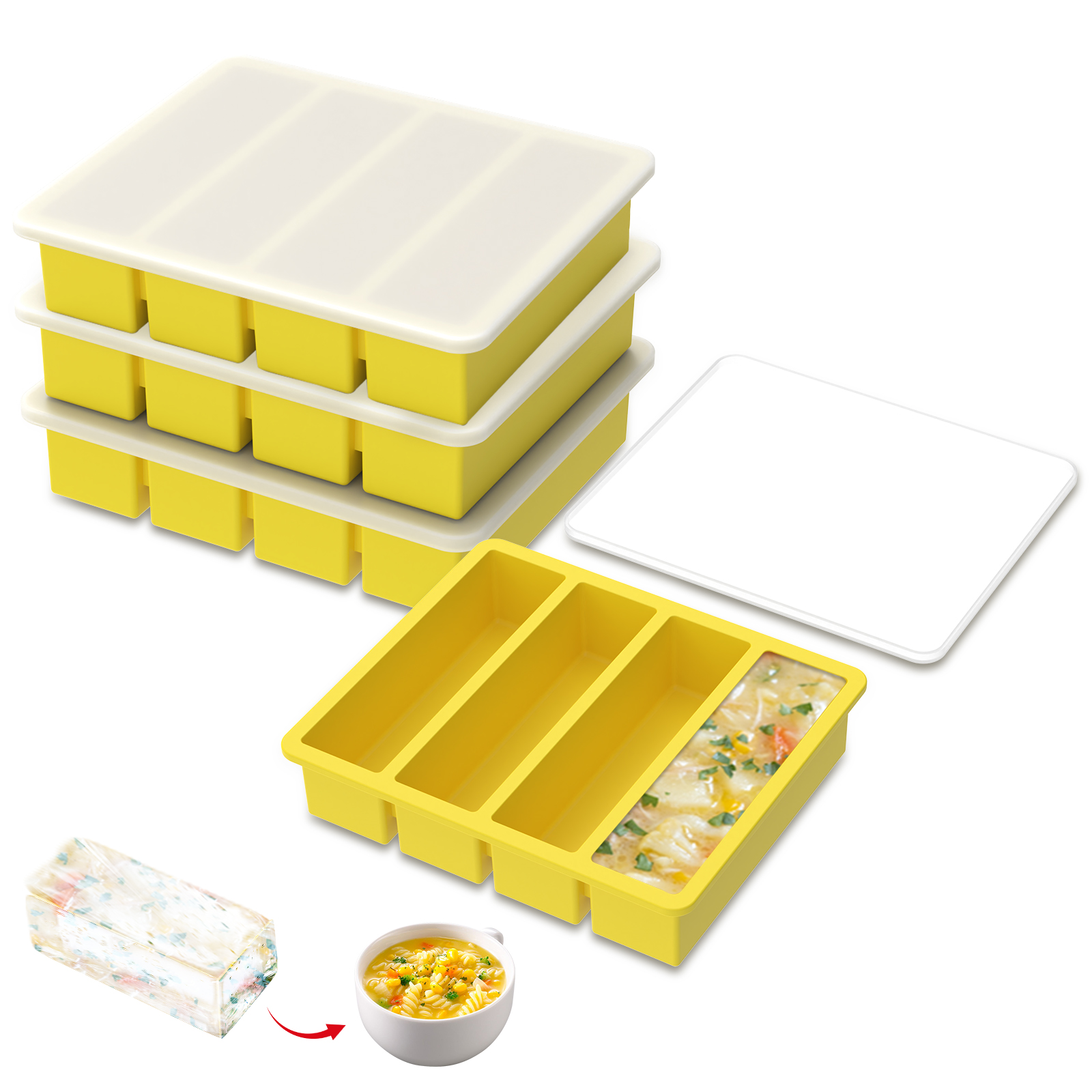 Meal Prep Easy - 4 Pcs Silicone Freezer Molds Easy