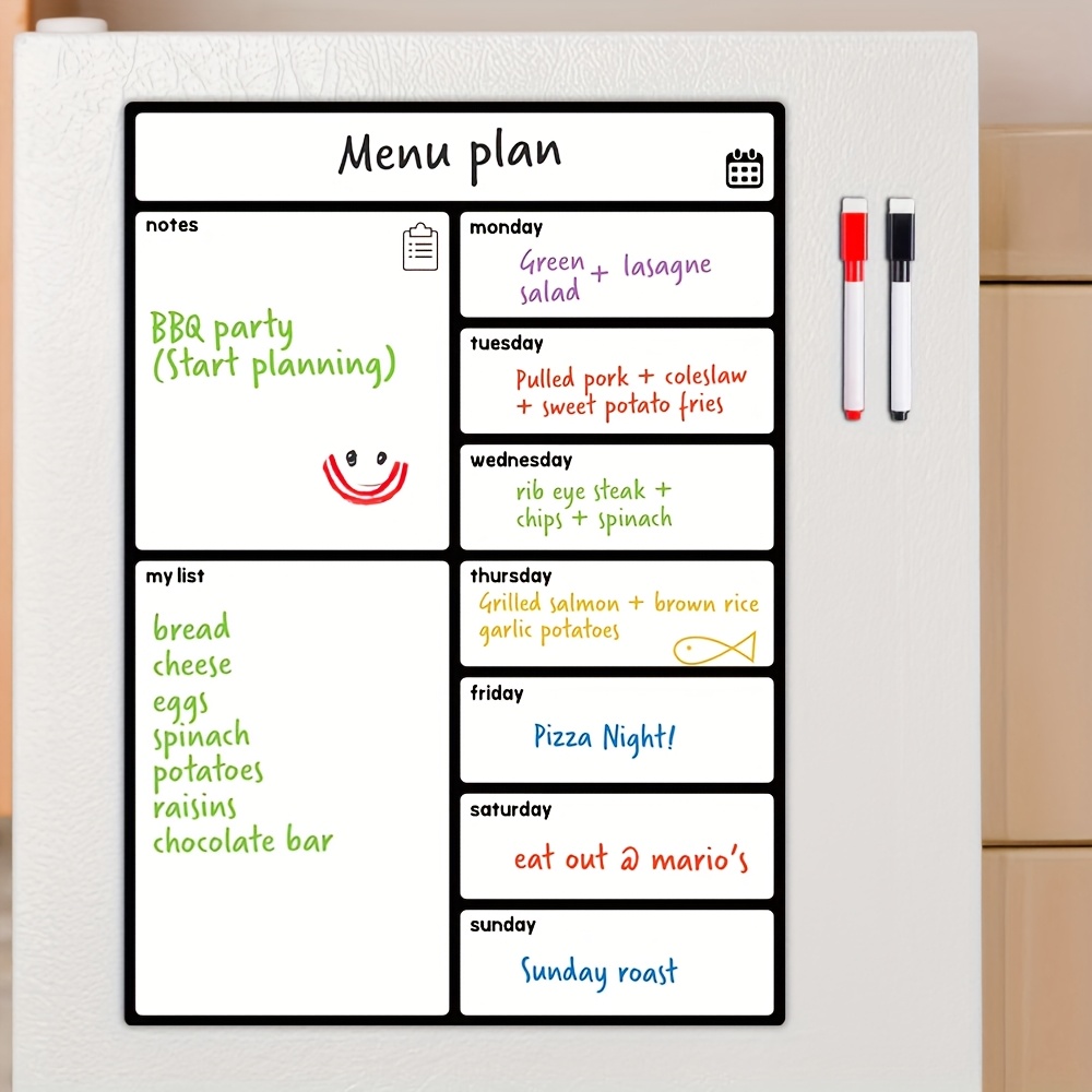 Meal Prep Weekly - A3 Magnetic Whiteboard Fridge Calendar -