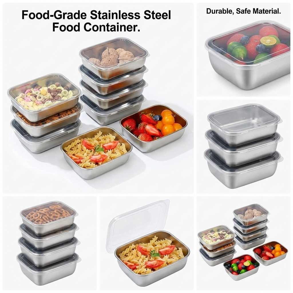 Meal Prep Kit - 5PCS Stainless Steel Food Storage Containers