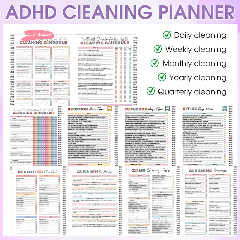 Meal Prep Weekly - Y-Reusable ADHD Cleaning Planner For Adults