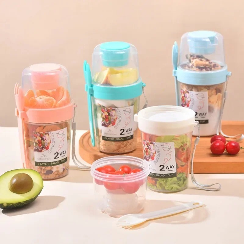 Meal Prep Kit - Portable Salad Cup Double Oatmeal Cup