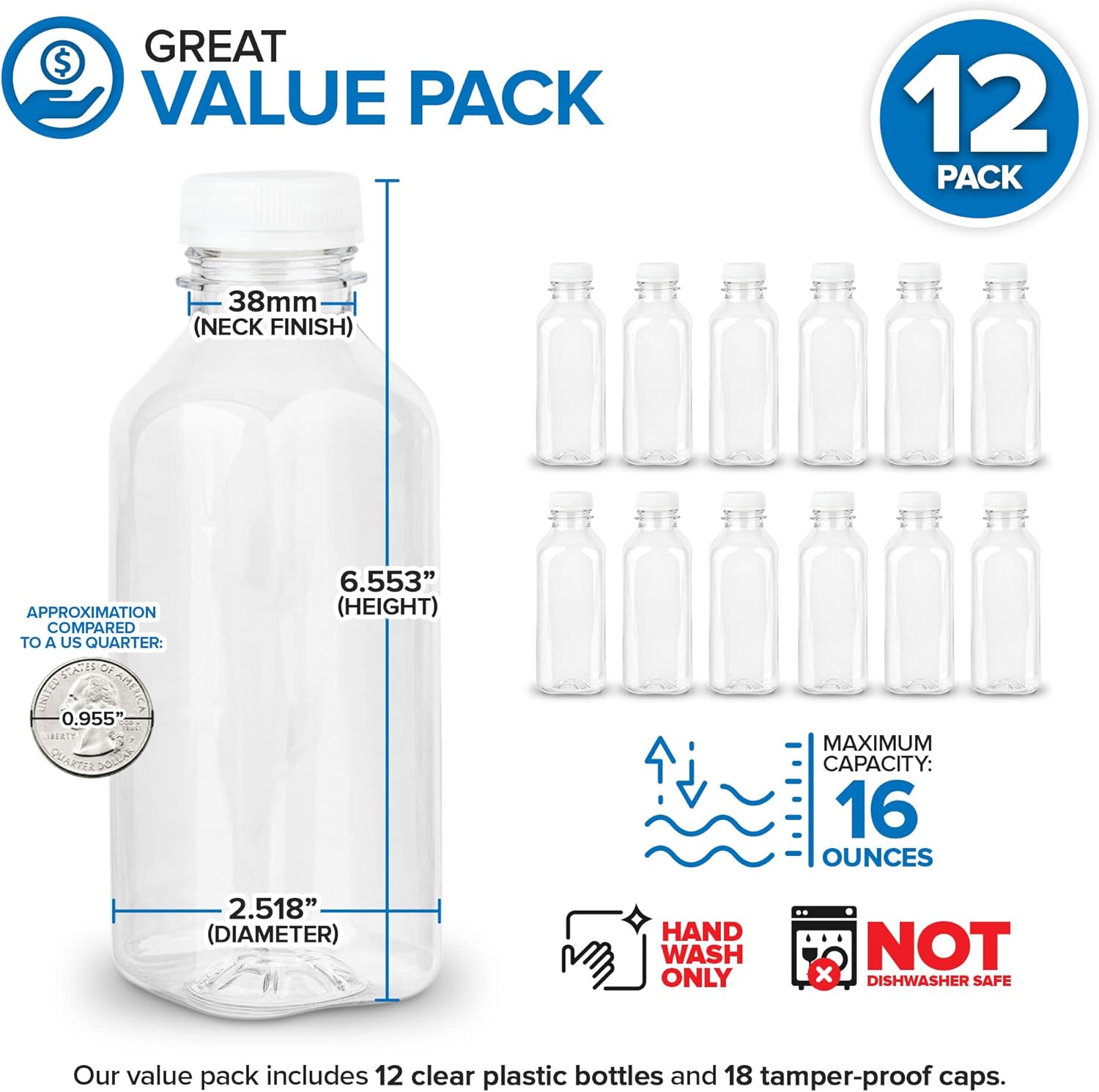 16 oz Clear Plastic Juice Bott - Meal Prep Juice review and price