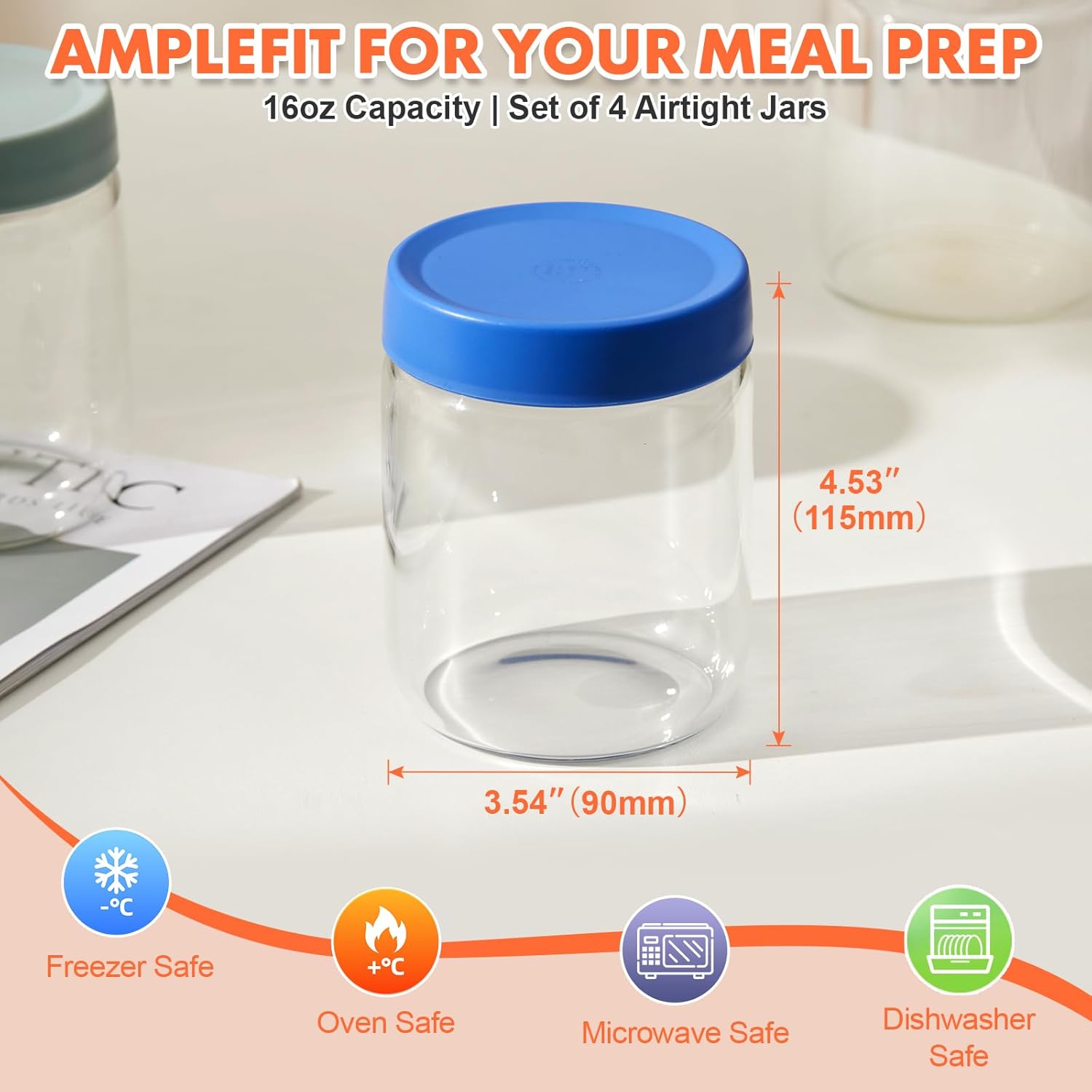Premium 16oz Borosilicate Glas - Meal Prep Jars With Lids review and price