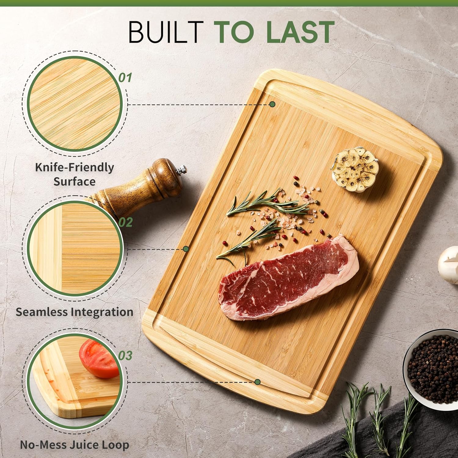 Large Bamboo Cutting Board wit - Meal Prep Juice review and price