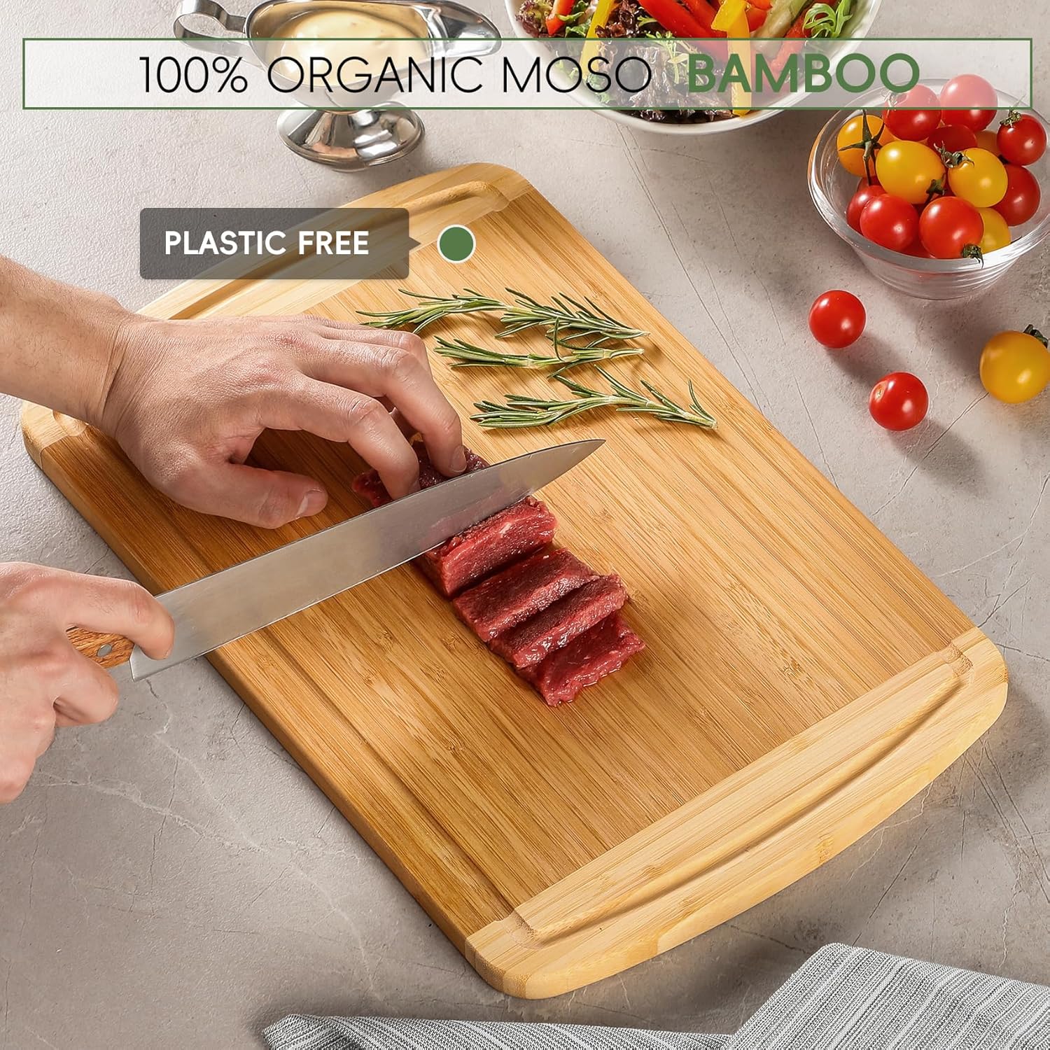 Large Bamboo Cutting Board wit - Meal Prep Juice review and price