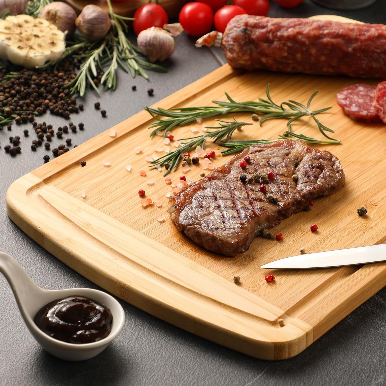 Large Bamboo Cutting Board wit - Meal Prep Juice review and price