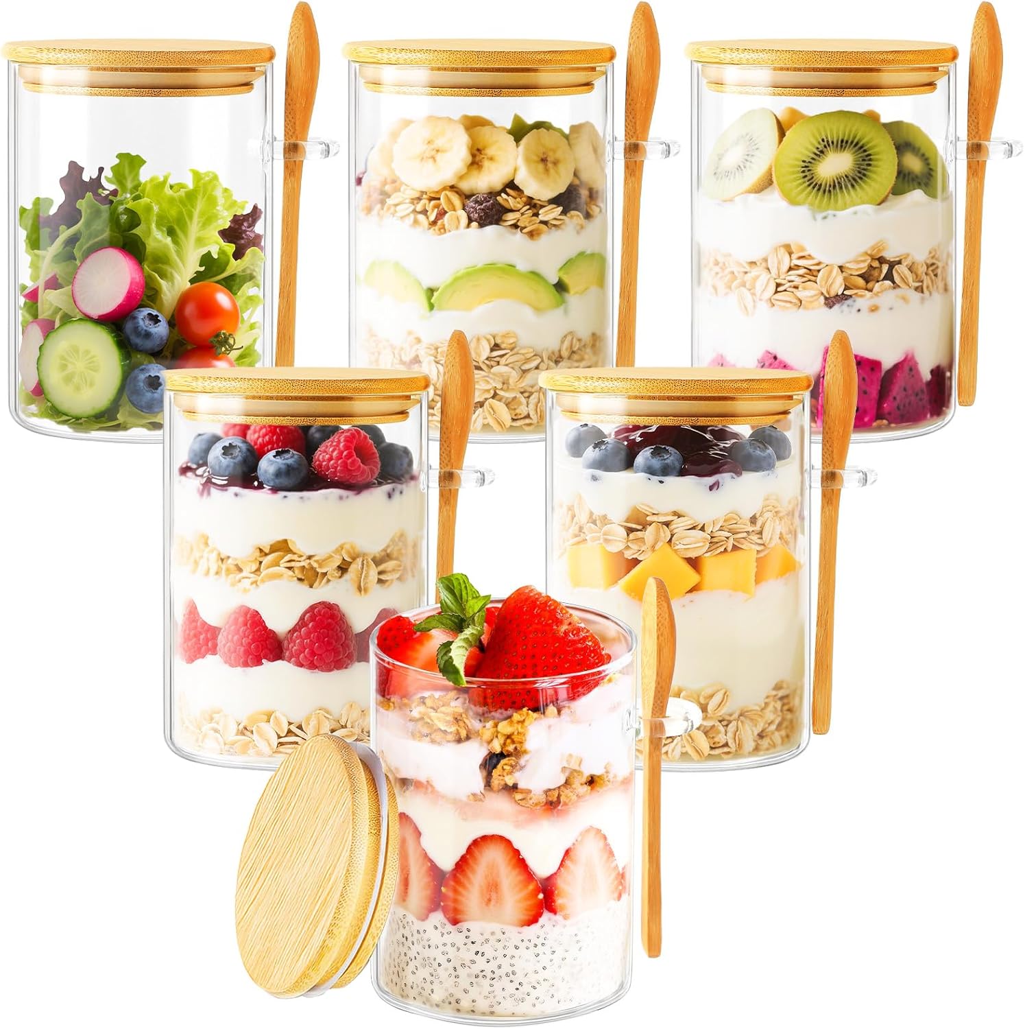6 Pack Overnight Oats Containe - Meal Prep Jars With Lids review and price