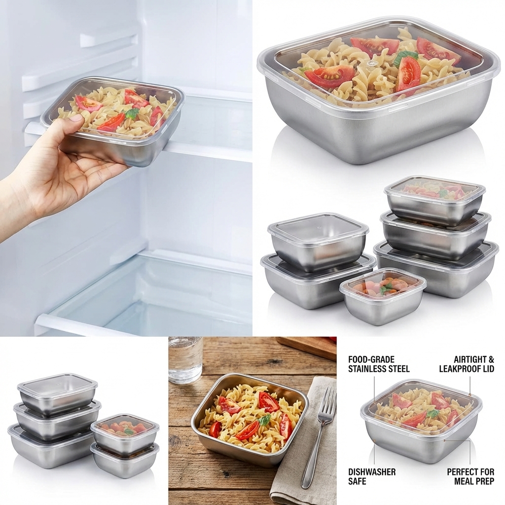 5PCS Stainless Steel Food Stor - Meal Prep Kit review and price