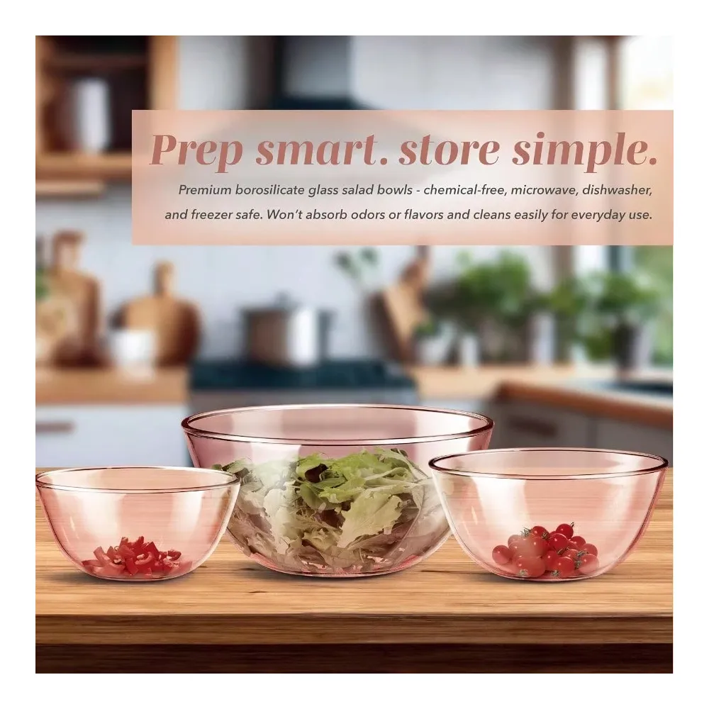 Pc Glass Mixing Bowl Set With  - Meal Prep Kit review and price