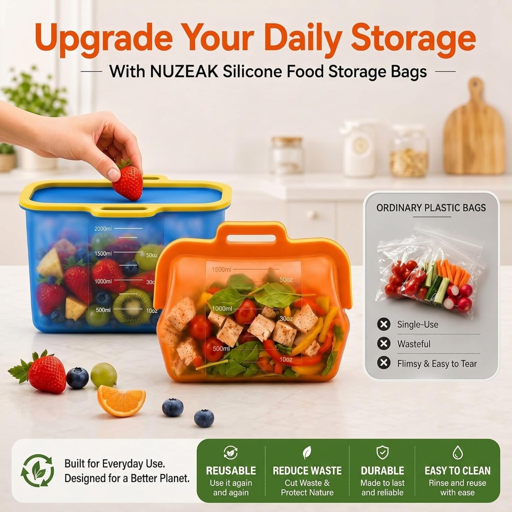 Reusable Silicone Food Storage - Meal Prep Freezer review and price
