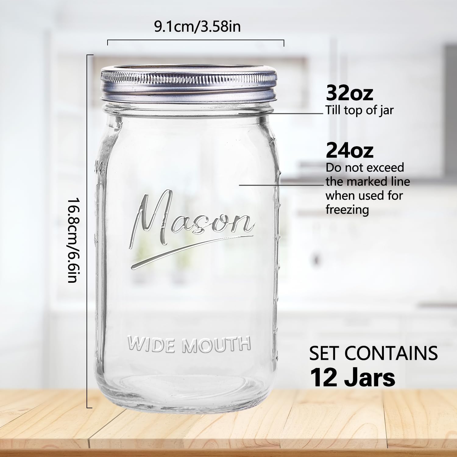 Jars 32 oz,12 Pack Quart Wide  - Meal Prep Jars With Lids review and price