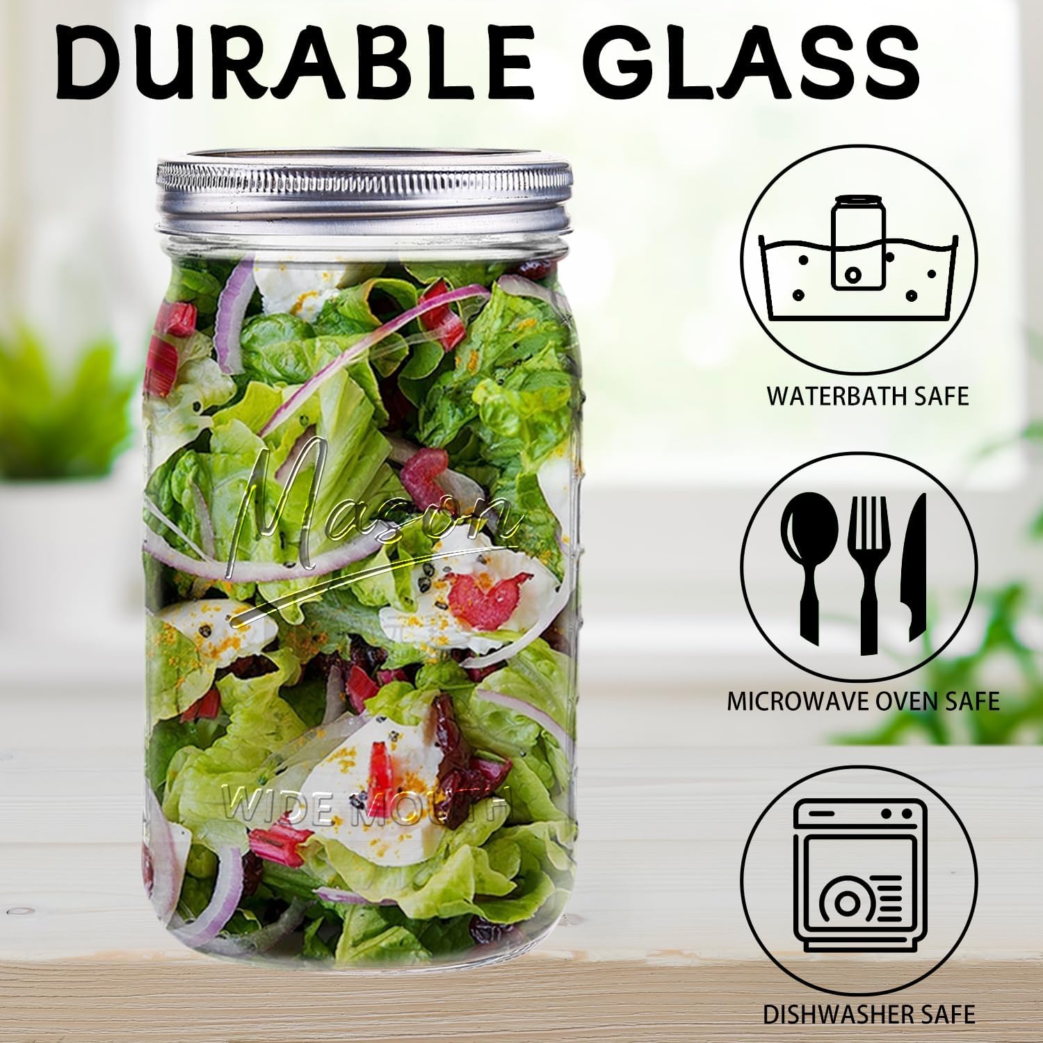 Jars 32 oz,12 Pack Quart Wide  - Meal Prep Jars With Lids review and price