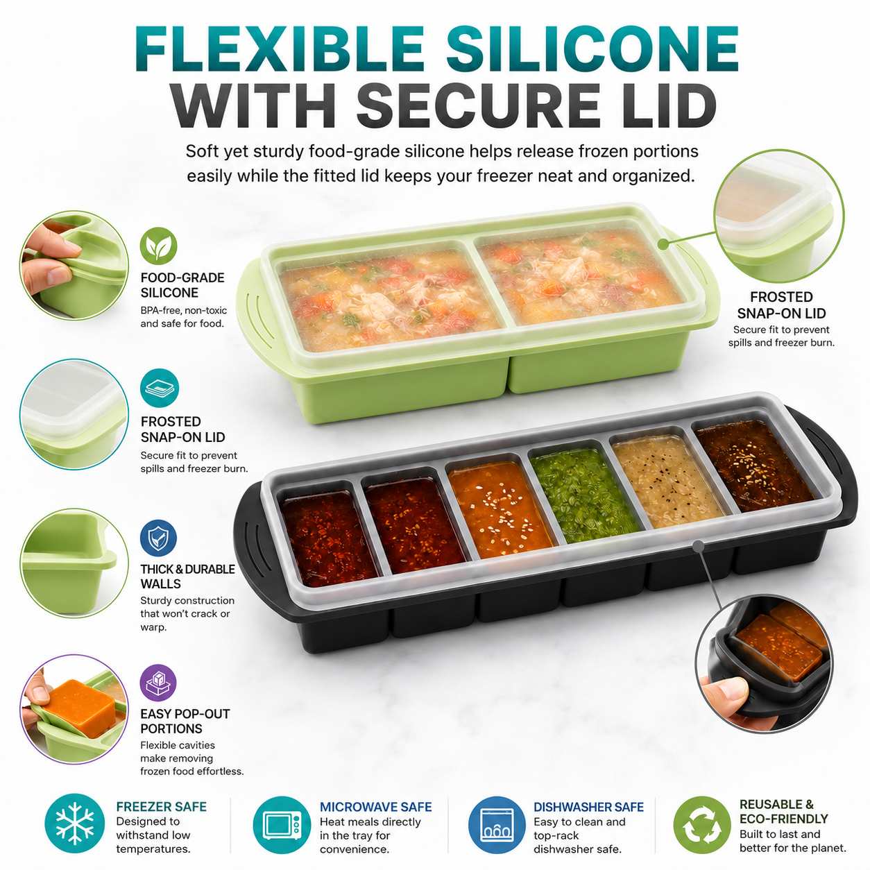 3 Pack Silicone Freezer Trays  - Meal Prep Kit review and price