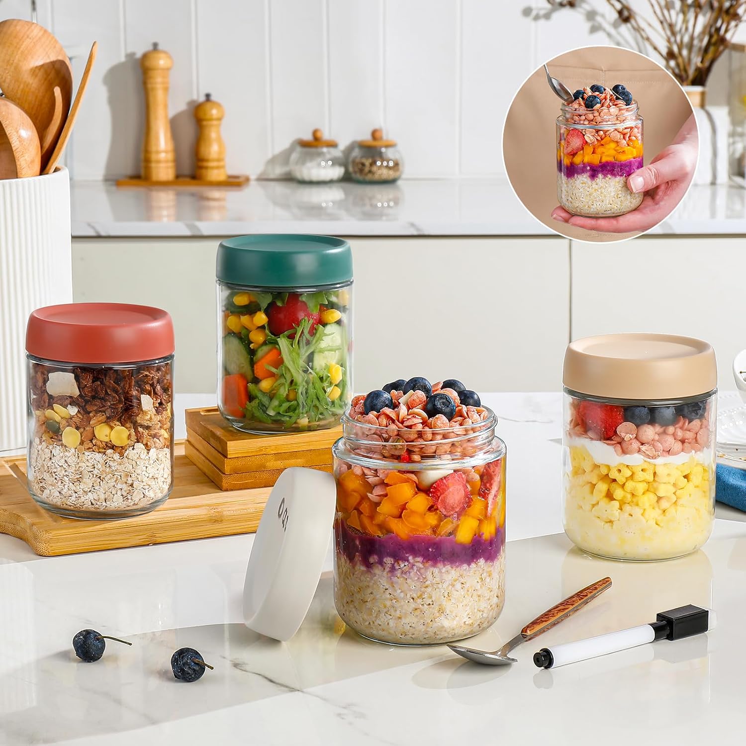 Glass Overnight Oats Container - Meal Prep Jars With Lids review and price