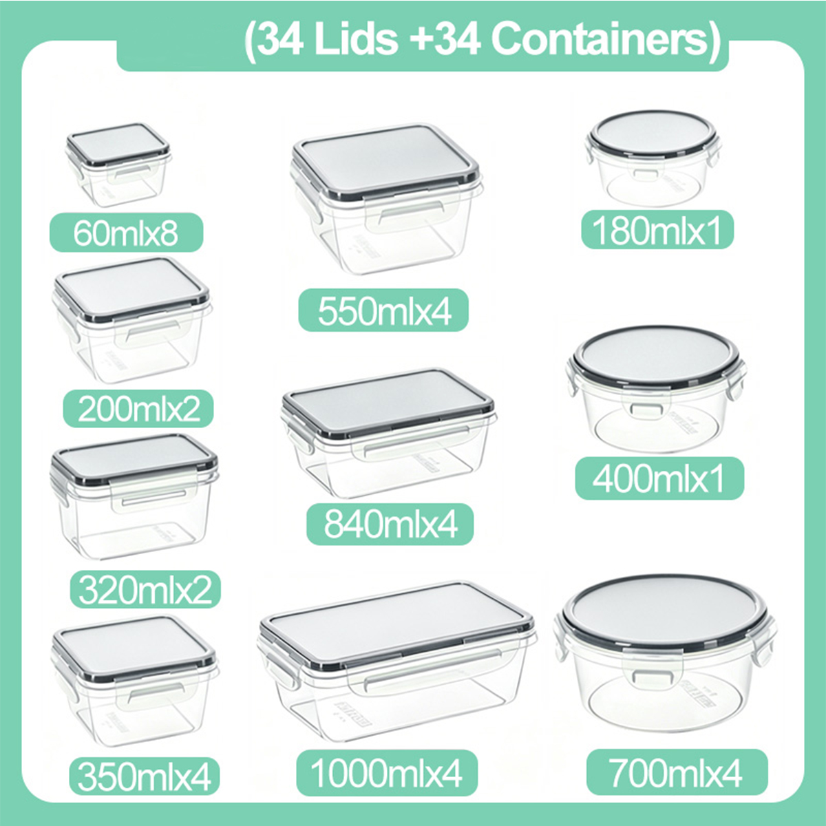 34PCS-Assorted Size Airtight F - Meal Prep Freezer review and price