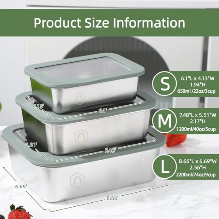 3PCS Stainless Steel Food Stor - Meal Prep Kit review and price