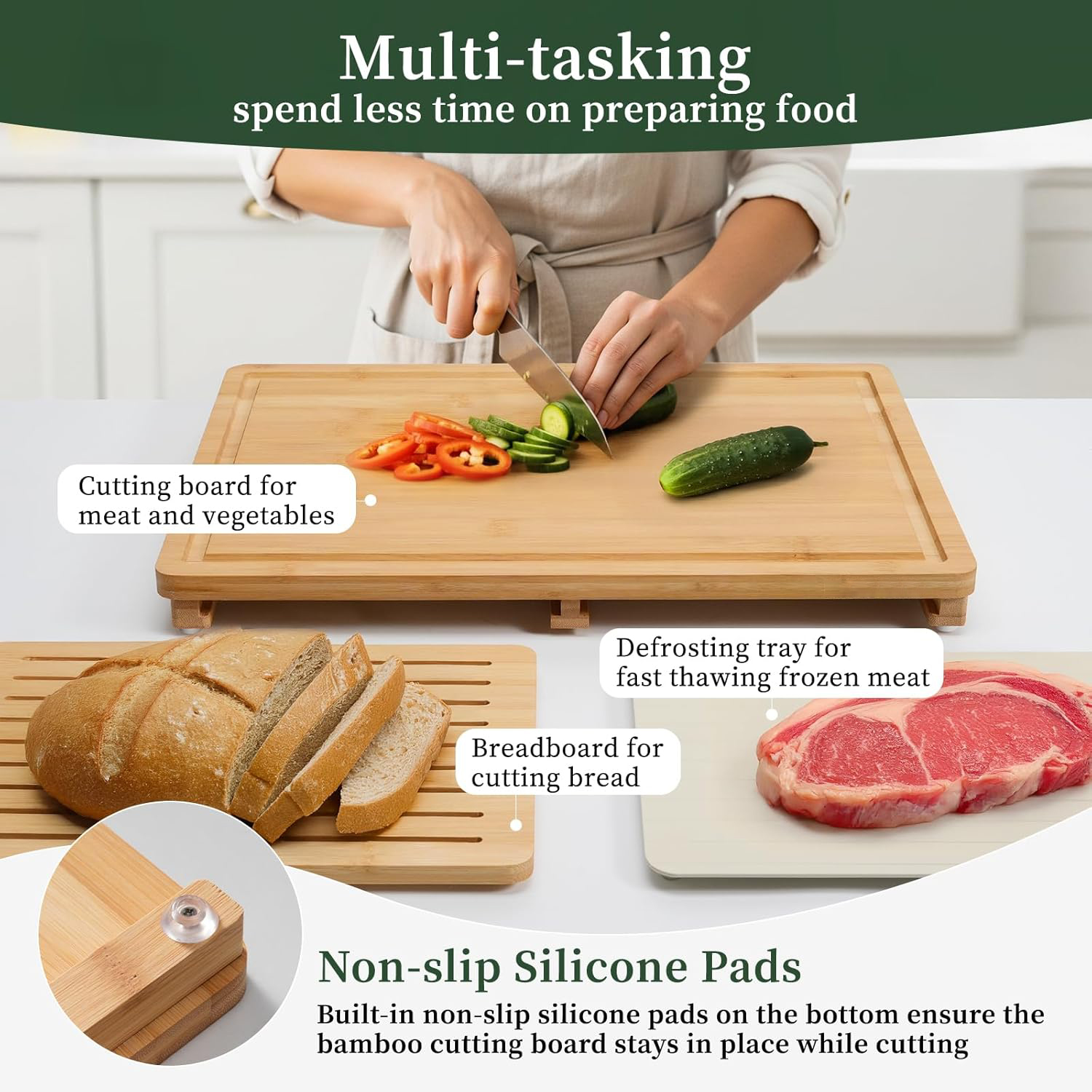 Bamboo Cutting Board Set Defro - Meal Prep Juice review and price